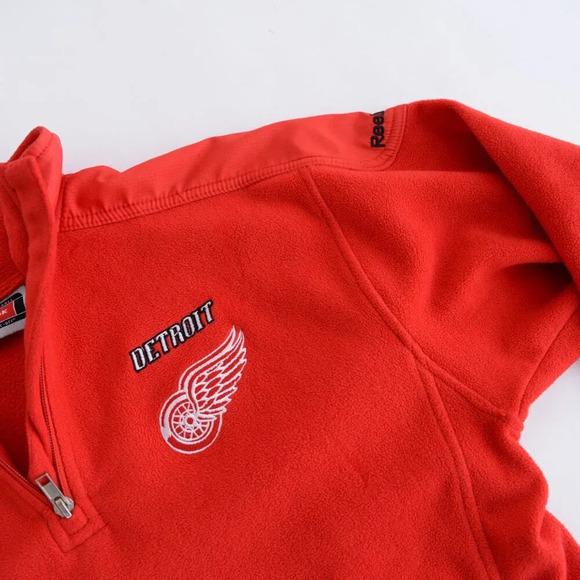 Vintage Reebok Face Off Apparel Detroit Red Wings Half Zip Fleece Sweater M - Picture 9 of 10